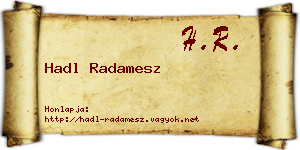 Hadl Radamesz névjegykártya